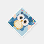 青い愛らしいウッドランドベビーフクロウ赤ちゃんシャワー スタンダードカクテルナプキン (角)