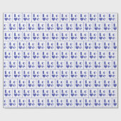 青い愛エレガントの市松模様にハートタイル模様 ラッピングペーパー (フラット)