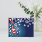 青い愛国的なクリスマス シーズンポストカード (スタンド正面)