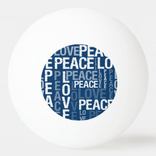 青い愛平和タイポグラフィ 卓球ボール