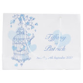 青い愛鳥が鳥の抱き枕を開結婚く ラージペーパーバッグ (裏面)