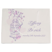 青い愛鳥が鳥の抱き枕を開結婚く ラージペーパーバッグ (正面)