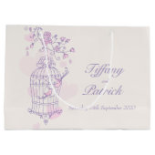 青い愛鳥が鳥の抱き枕を開結婚く ラージペーパーバッグ (裏面)