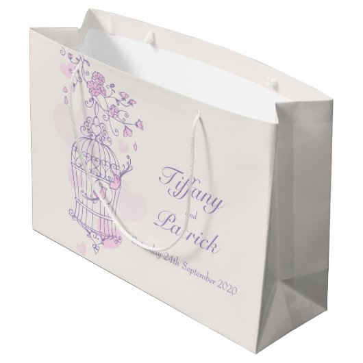 青い愛鳥が鳥の抱き枕を開結婚く ラージペーパーバッグ (裏面アングル)