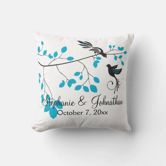 青い愛鳥 クッション (正面)