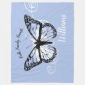 青い感動的な蝶信頼家族の友人 フリースブランケット (正面)