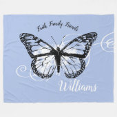 青い感動的な蝶信頼家族の友人 フリースブランケット (正面(横))