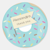 青い感謝していドーナツ ラウンドシール (正面)