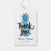 青い感謝していパイナップルの書き方 ギフトタグ (正面)