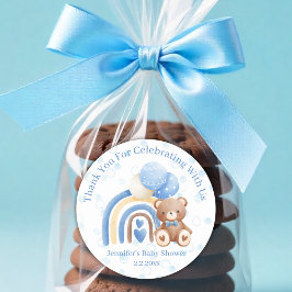 青い感謝してい赤ん坊のシャワーのドットを心待ちにしたい ラウンドシール