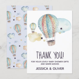 青い感謝カードの気球パーティー 招待状