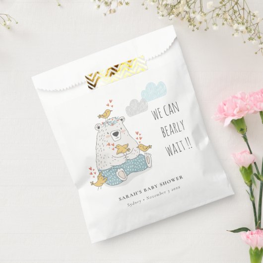 青い我々はベアバードの赤ちゃんシャワーを待つことができる フェイバーバッグ (封をした状態)