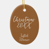 青い房状のタイマウスの鳥絵を描の年のクリスマス セラミックオーナメント (裏面)