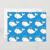 青い手で描かれたクジラ模様の鯨漫画 ポストカード (正面/裏面)