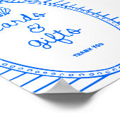 青い手で描かれたフレーム沿岸カードギフト ポスター (角)