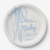 青い手の書男の子のモダン男の赤ちゃんシャワー ペーパープレート (正面)