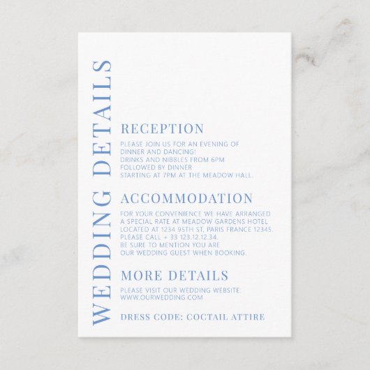 青い手の色彩の鮮やかフローラ結婚の詳細カード エンクロージャーカード (正面)