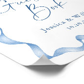 青い手引き私たちのゲストブック結婚のサインを弓 ポスター (角)