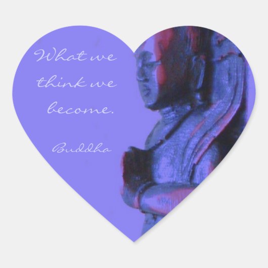 青い手彫りの仏像 ハートシール (正面)