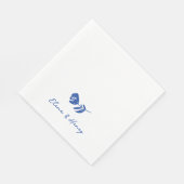 青い手描きお洒落の花結婚の スタンダードランチョンナプキン (角)