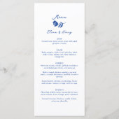 青い手描きお洒落の花結婚の メニュー (正面)