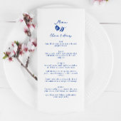 青い手描きお洒落の花結婚の メニュー