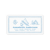 青い手描きのアプレスキー・バチェロレッテのアドレス ラベル (正面)