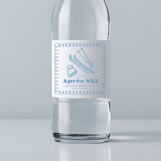 青い手描きのウィンターアフタースキーバチェロレッテ ペットボトルラベル