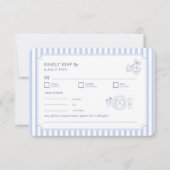 青い手描きのフランス風ドゥードル メニュー RSVP (正面)