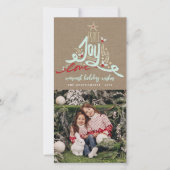 青い手描きの平和喜び愛クラフト素朴な写真 シーズンカード (正面)