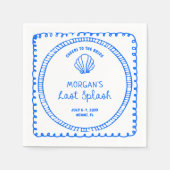 青い手描きの最後の大きな花嫁 スタンダードカクテルナプキン (正面)