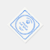 青い手描きの最後の大きな花嫁 スタンダードカクテルナプキン (角)