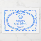 青い手描きの最後の大きな花火　独身最後の夜 スパークリングワインラベル (シングルラベル)