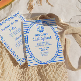 青い手描きの最後の大きな花火　独身最後の夜 招待状