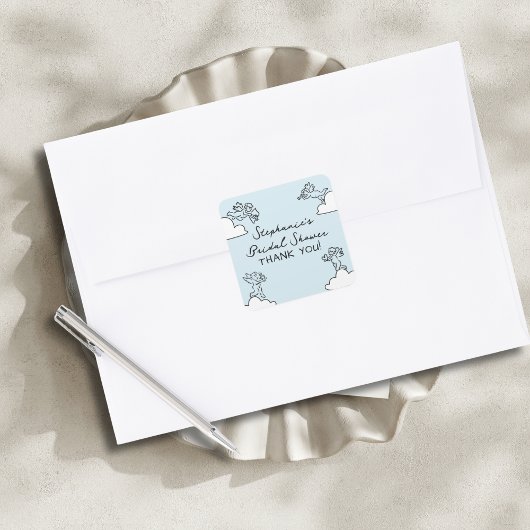 青い手描きの絵に描かれた理想のマッチ　天の恵みの結婚前お披露目会 スクエアシール