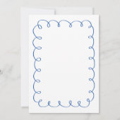 青い手描きの遊び心あふれるケーキと紅茶のブライダルシャワー 招待状 (裏面)