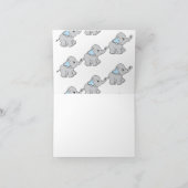 青い手描き象のパターン象の漫画 サンキューカード (内部)