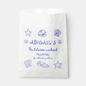 青い手書きの落書き貝殻のバチェロレッテ フェイバーバッグ (正面)