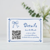 青い手書き文字ストライプ書き結婚の囲い エンクロージャーカード (スタンド正面)