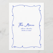 青い手書き波とス縁どクリプト結婚の メニュー (裏面)