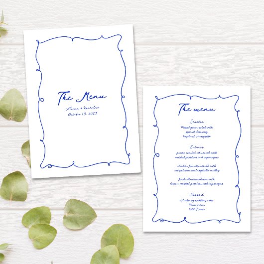 青い手書き波とス縁どクリプト結婚の メニュー