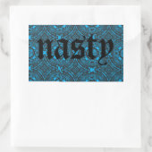 青い扱いにくシール 長方形シール (バッグ)