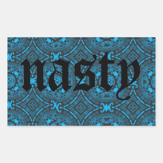 青い扱いにくシール 長方形シール (正面)