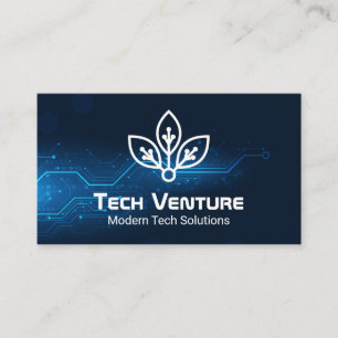 青い技術の背景 Techieロゴ 名刺