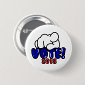 青い投票2018ボタン 缶バッジ (正面&裏面)