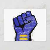 青い抗議の拳 ポストカード (正面)