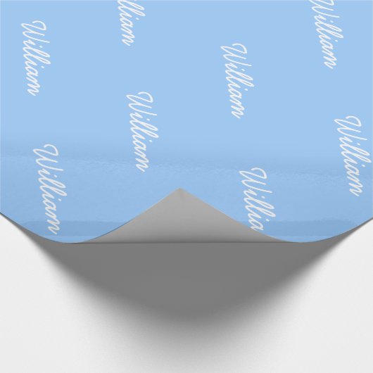 青い折り返し紙カスタム男の赤ちゃん名 ラッピングペーパー (角)