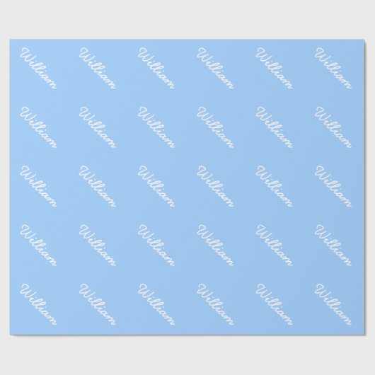 青い折り返し紙カスタム男の赤ちゃん名 ラッピングペーパー (フラット)