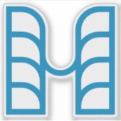 青い抽象幾何学的なM シール (正面)