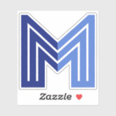 青い抽象幾何学的なM シール (シート)